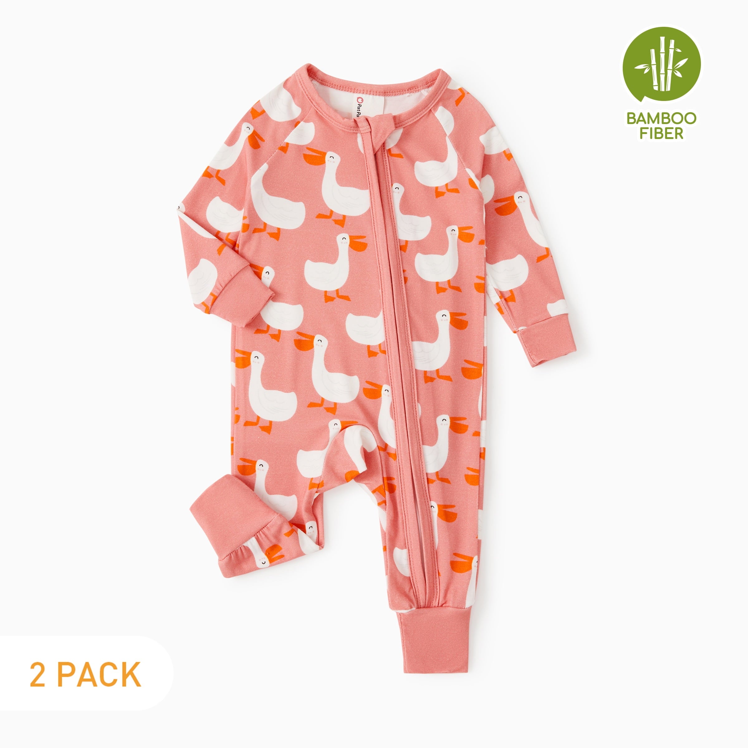 PatPat Baby Girl Clothes Unisex Viscose from Bamboo Footless Zip Sleepwear Long Sleeve Snug Fit Baby Pajamas for Newborn Infant Boys Girls Baby Gifts Sleeper 2Pack,0-3 Months