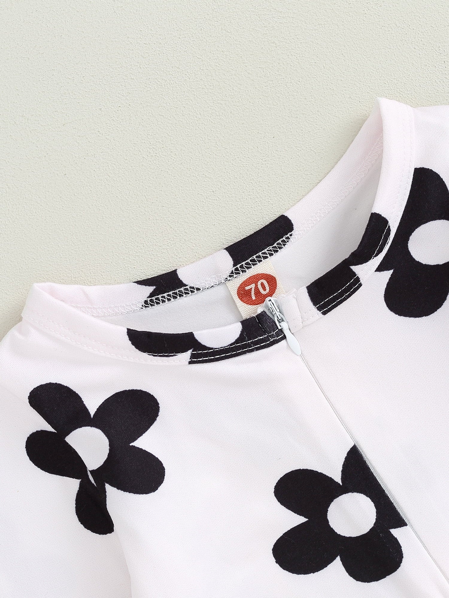 Canis Lovely Baby Girl 2Pcs Fall Outfits: Floral Print Zip Up Jumpsuit and Headband Ensemble