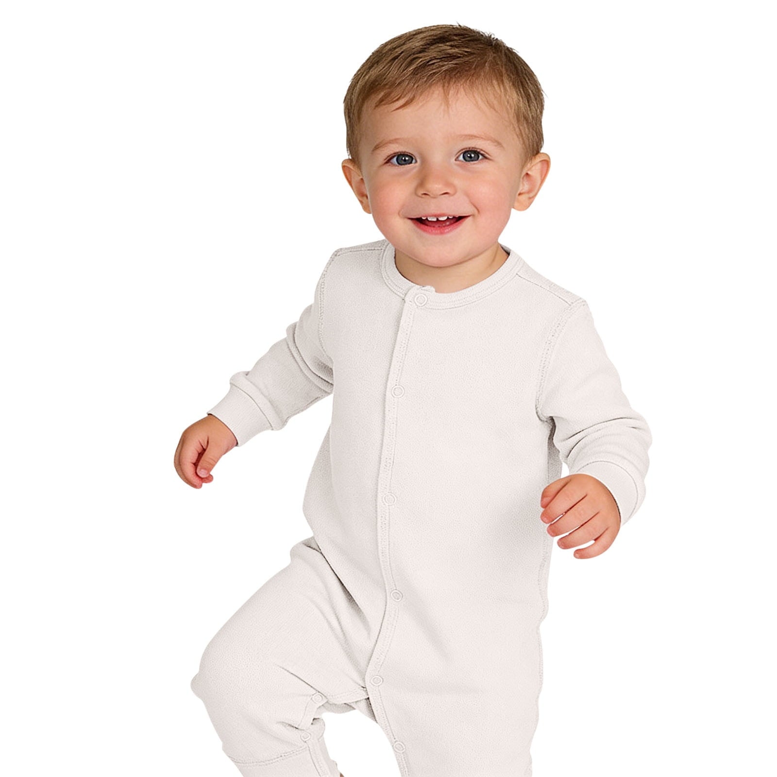 Baby Infant Onesies Soft Cotton Knit Bodysuit Toddlers Newborn Clothes 3M-18M Long Sleeve Button Up Rompers (3-6 Months, White)