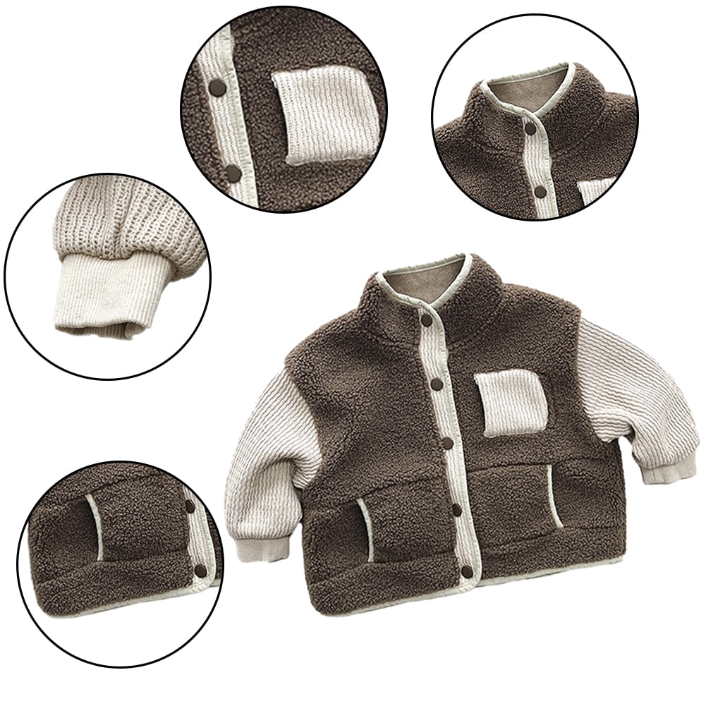 LYMAYTER Kids Unisex Fleece Jacket Girls Boys Solid Color Long Sleeve Outerwear Toddler Winter Warm Thickened Coats for 9 Months - 7 Years