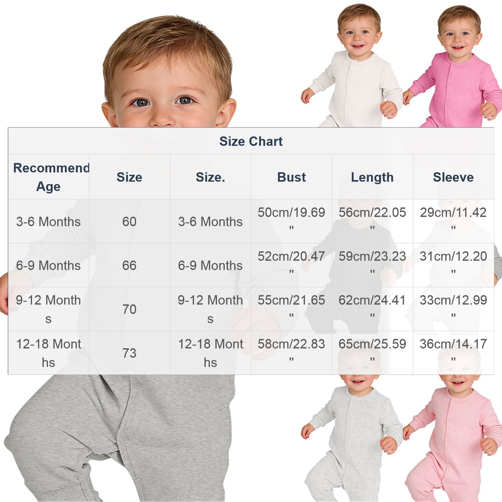 Baby Infant Onesies Soft Cotton Knit Bodysuit Toddlers Newborn Clothes 3M-18M Long Sleeve Button Up Rompers (3-6 Months, White)