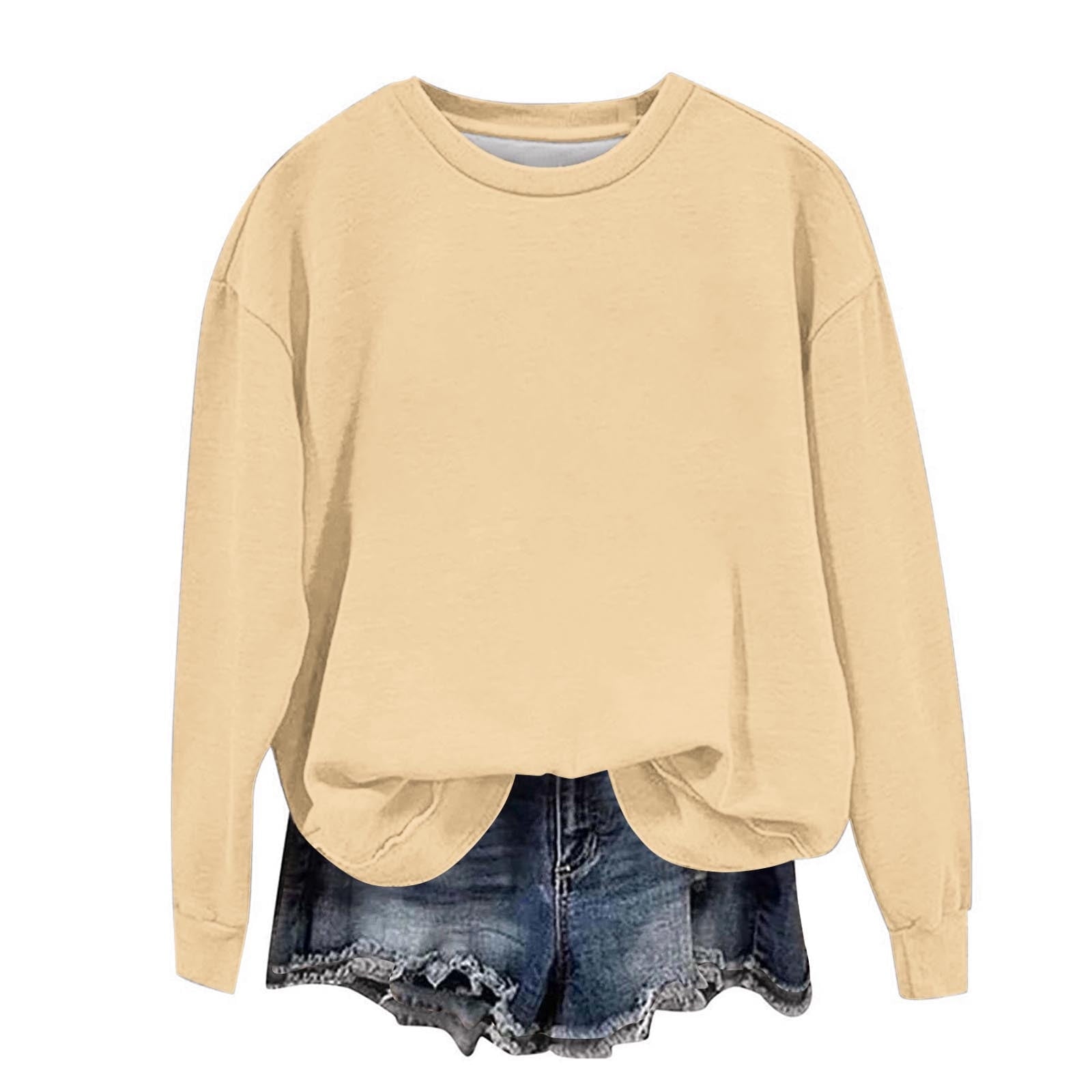 biudgviw Children's Oversized Sweatshirt Soft Crewneck Long Sleeve Pullover Shirts Fall Comfy Lounge Basic Tops 1-12 Years