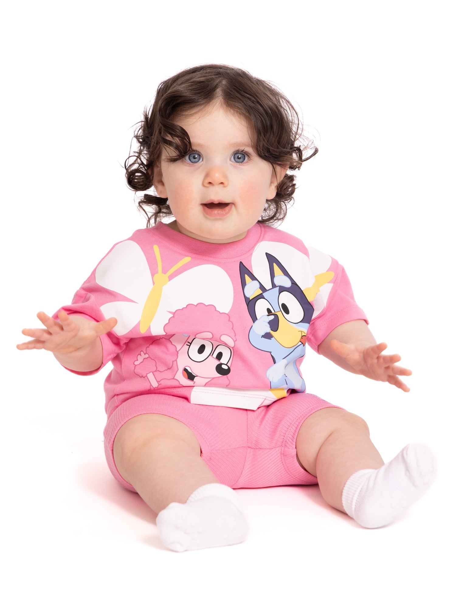 Bluey Baby Girls Graphic Tee and Shorts Set, 2-Piece, Sizes 0/3M-24M