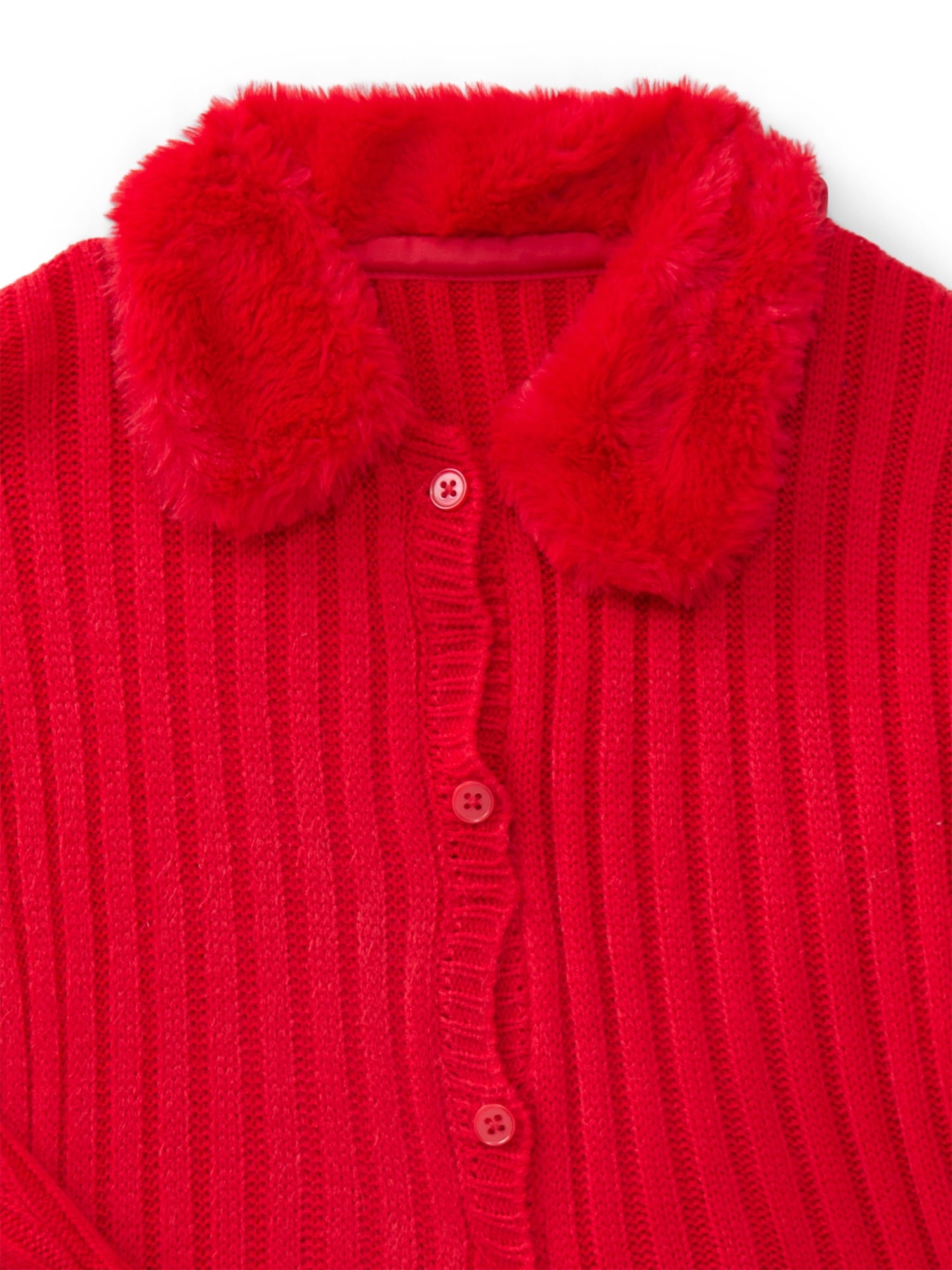 Wonder Nation Toddler Girls Cardigan Sweater with Faux Fur Collar, Lightweight, Sizes 12M-5T