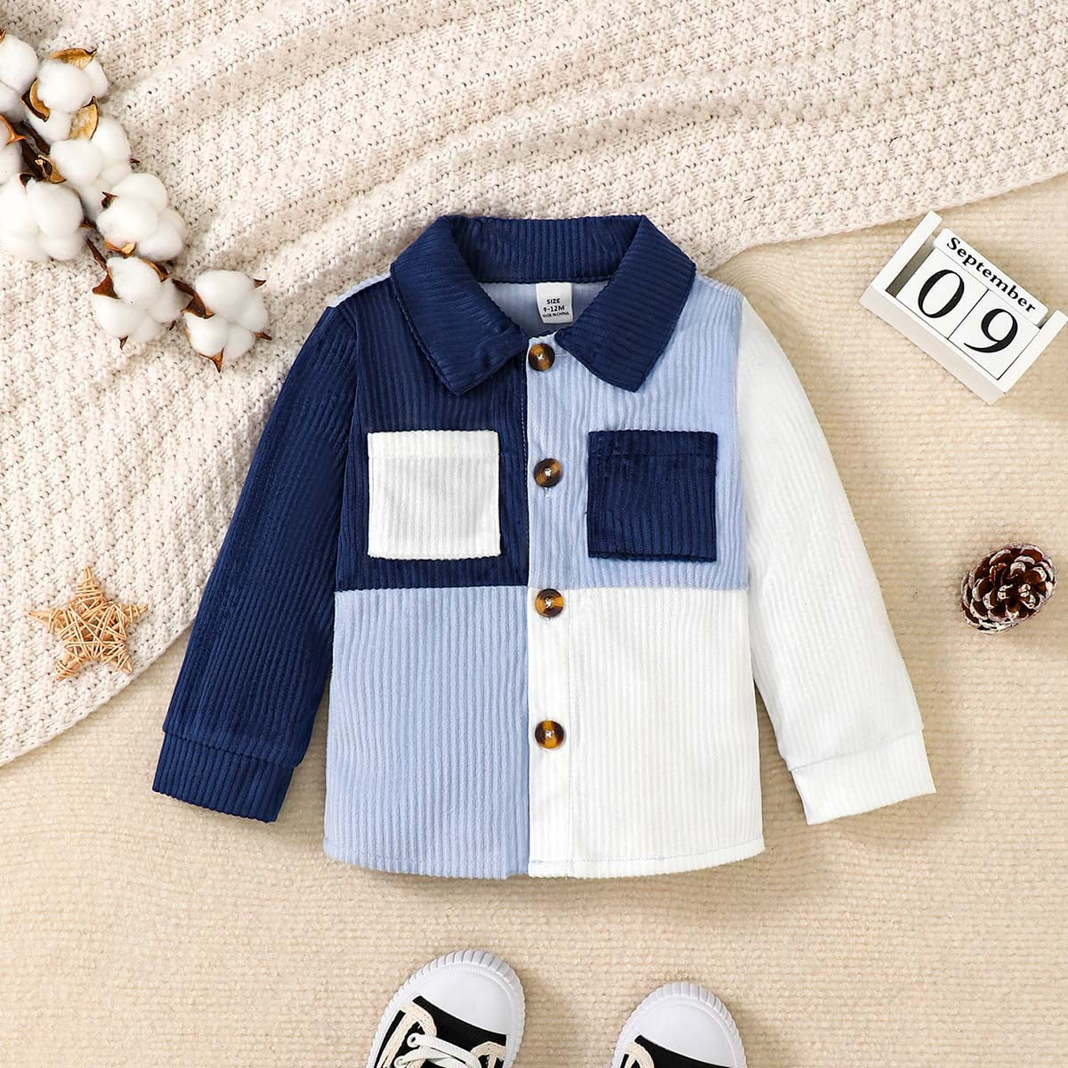 18 Months Baby Boys Clothes 24 Months Boys Long Seeve Tops Toddler Boys Patchwork Jacket Blue
