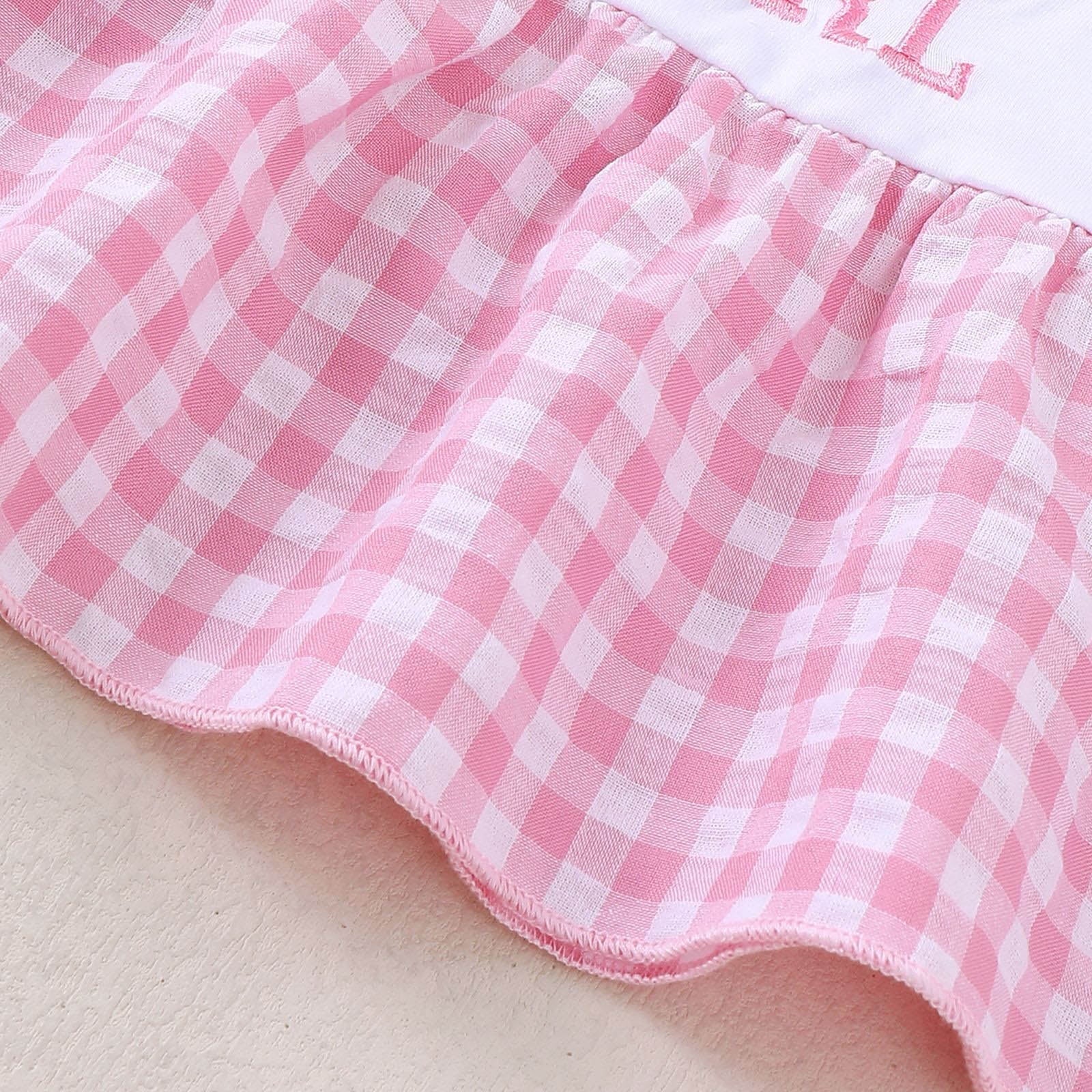 Zanarzt Summer Clothes for Toddler Girls Toddler Baby Girl Summer Clothes Daddys Girl Plaid T Shirt Top Shorts Set Outfit Pink,18-24 Months