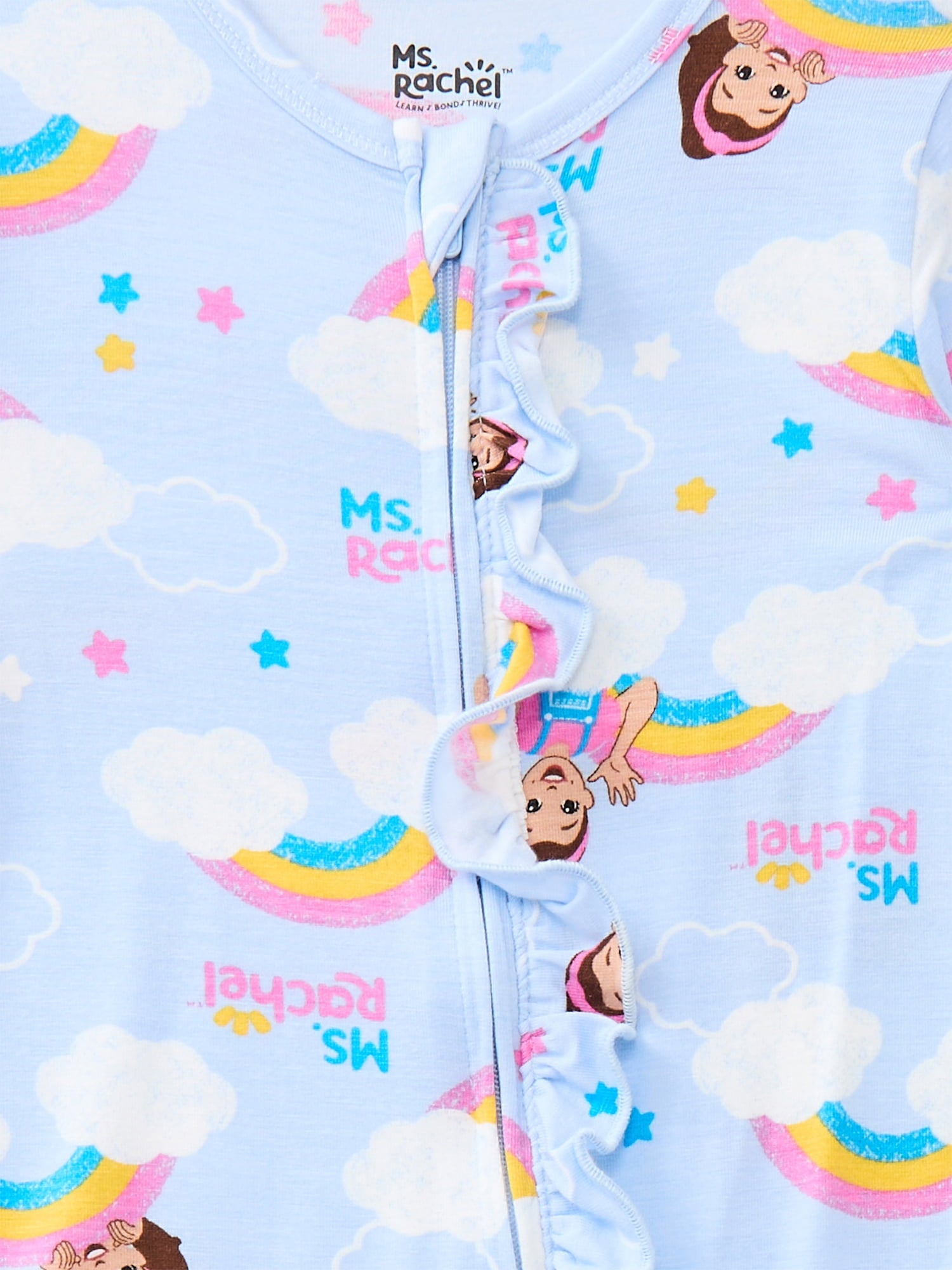 Ms. Rachel Baby Viscose Sleep Footed One-Piece with Bow Headband Set, 2-Piece, Sizes 0M–6/9M