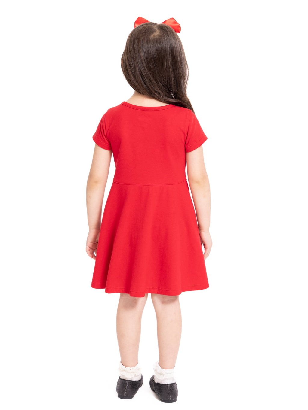 Minnie Mouse Toddler Girls Graphic Print Skater Dress with Short Sleeves, Sizes 12M-5T