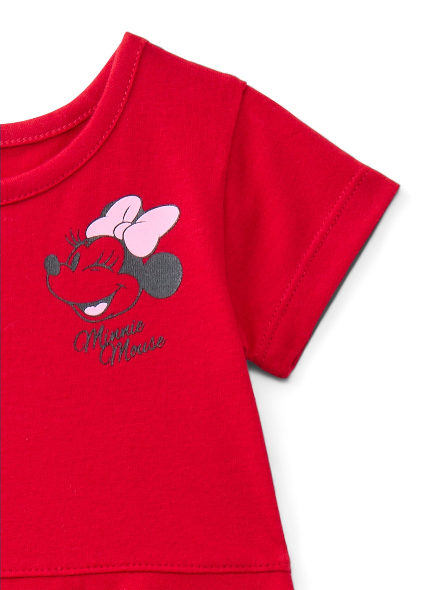 Minnie Mouse Toddler Girls Graphic Print Skater Dress with Short Sleeves, Sizes 12M-5T