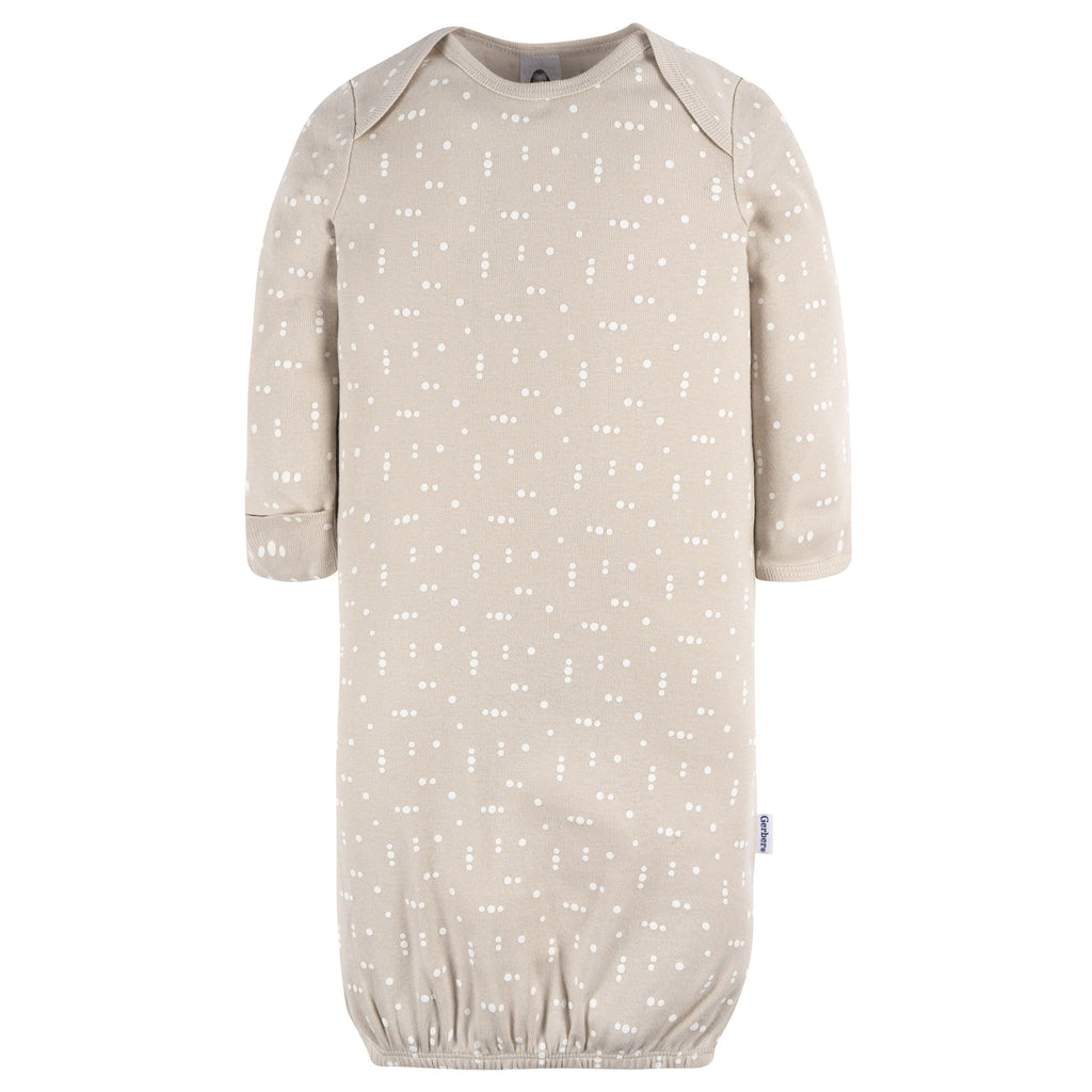 Gerber Baby Neutral Lap Shoulder Gowns, 4-Pack, Preemie-0/6 Months