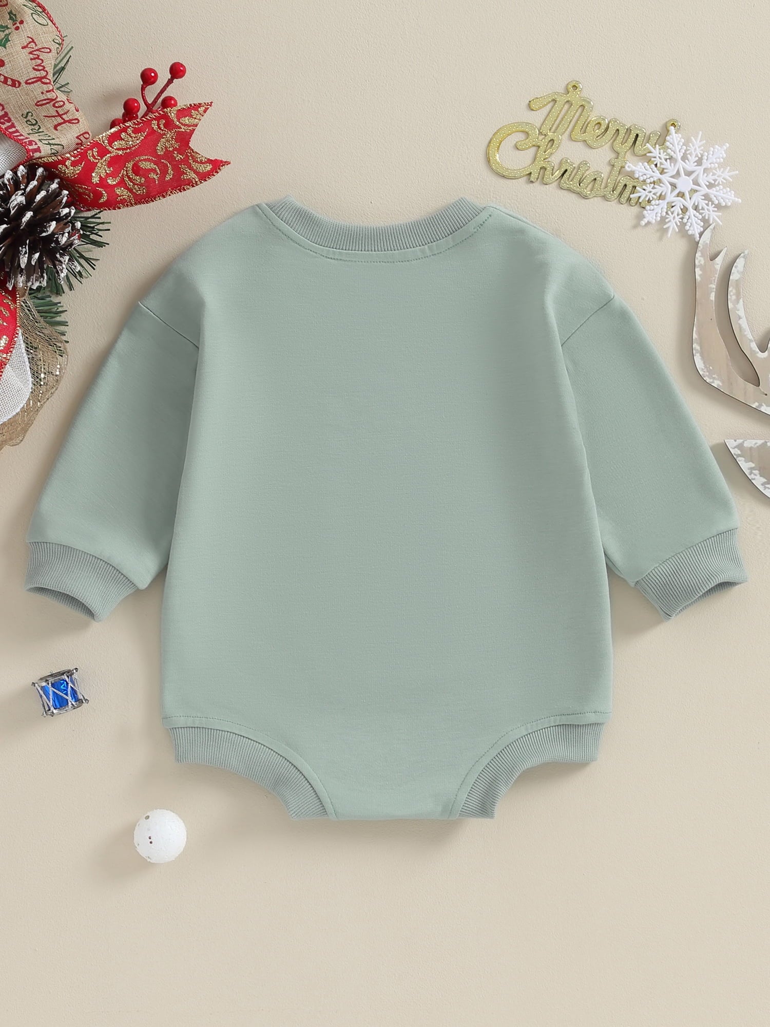 Bslissey Baby Girl Christmas Sweatshirt Romper Long Sleeve Letter Tree Print Onesie Bodysuit Newborn Infant Crew Neck Loose Jumpsuit for Casual Daily 3M 6M 12M 18M
