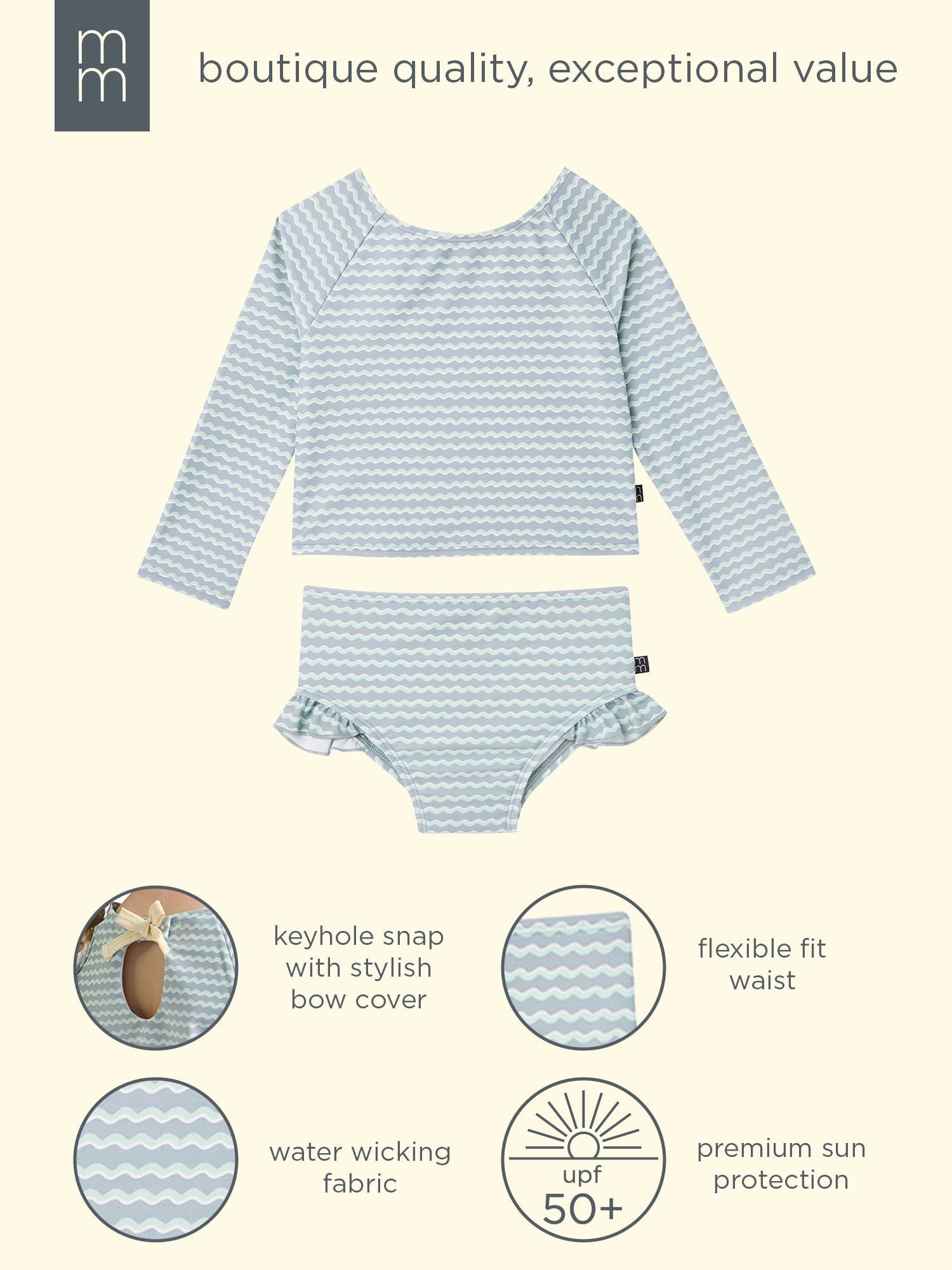 Modern Moments by Gerber Baby and Toddler Girl Keyhole Rashguard Set, 2-Piece, Sizes 0/3M-5T