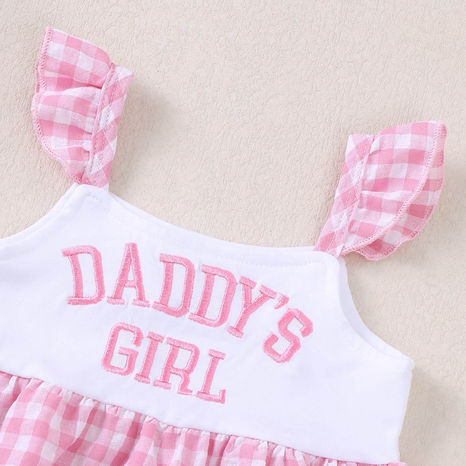 Zanarzt Summer Clothes for Toddler Girls Toddler Baby Girl Summer Clothes Daddys Girl Plaid T Shirt Top Shorts Set Outfit Pink,18-24 Months