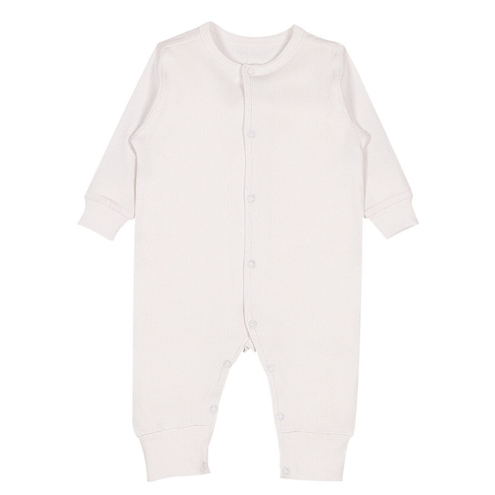 Baby Infant Onesies Soft Cotton Knit Bodysuit Toddlers Newborn Clothes 3M-18M Long Sleeve Button Up Rompers (3-6 Months, White)