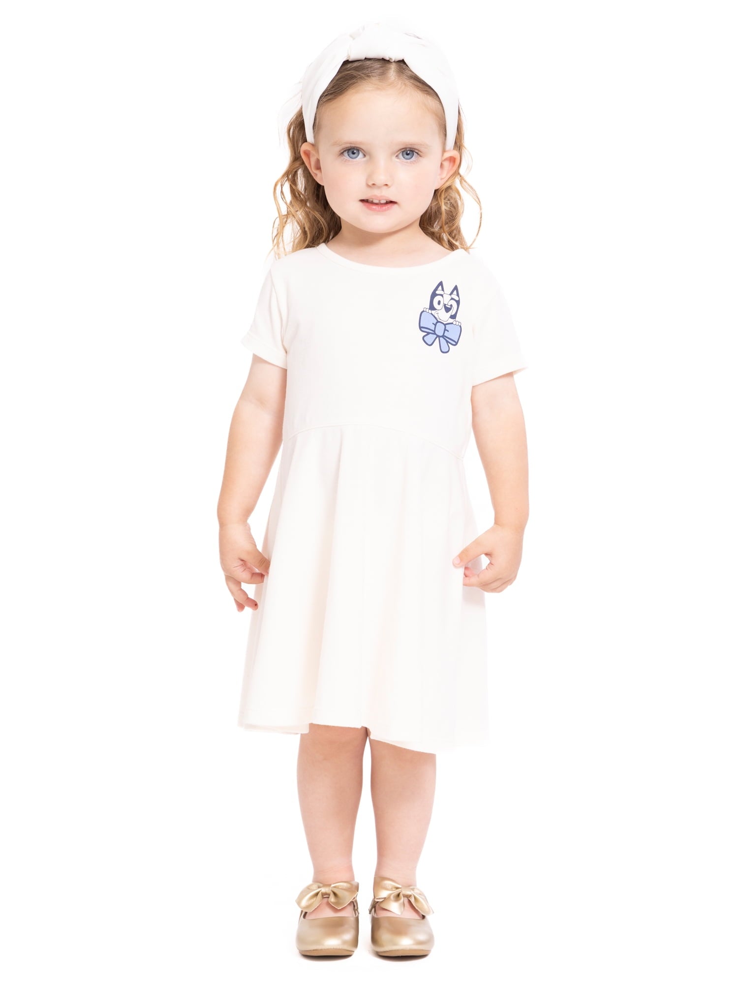 Minnie Mouse Toddler Girls Graphic Print Skater Dress with Short Sleeves, Sizes 12M-5T