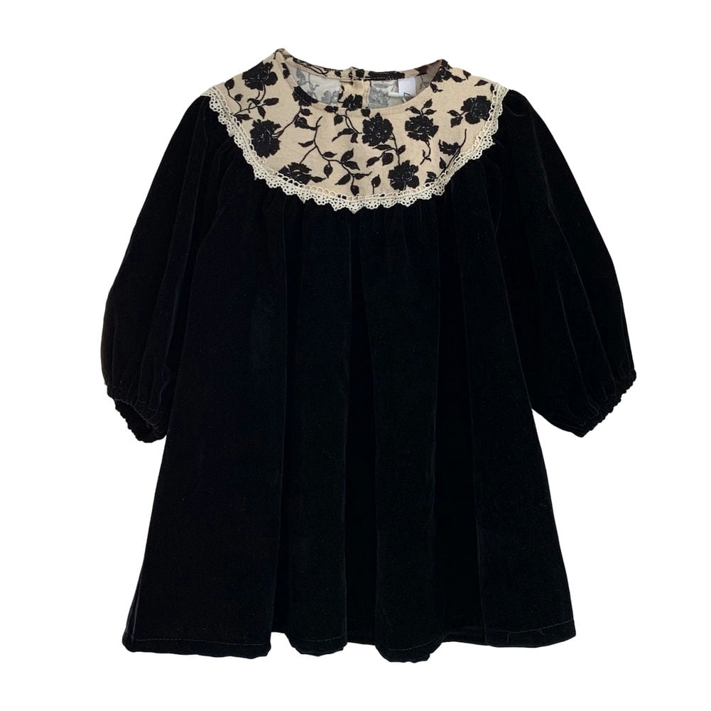 Godderr Newborn Toddler Velvet Princess Dress Lace Lace Dress 9M-4Y Girls Long Sleeve Casual Dress Crewneck Autumn Party Dress