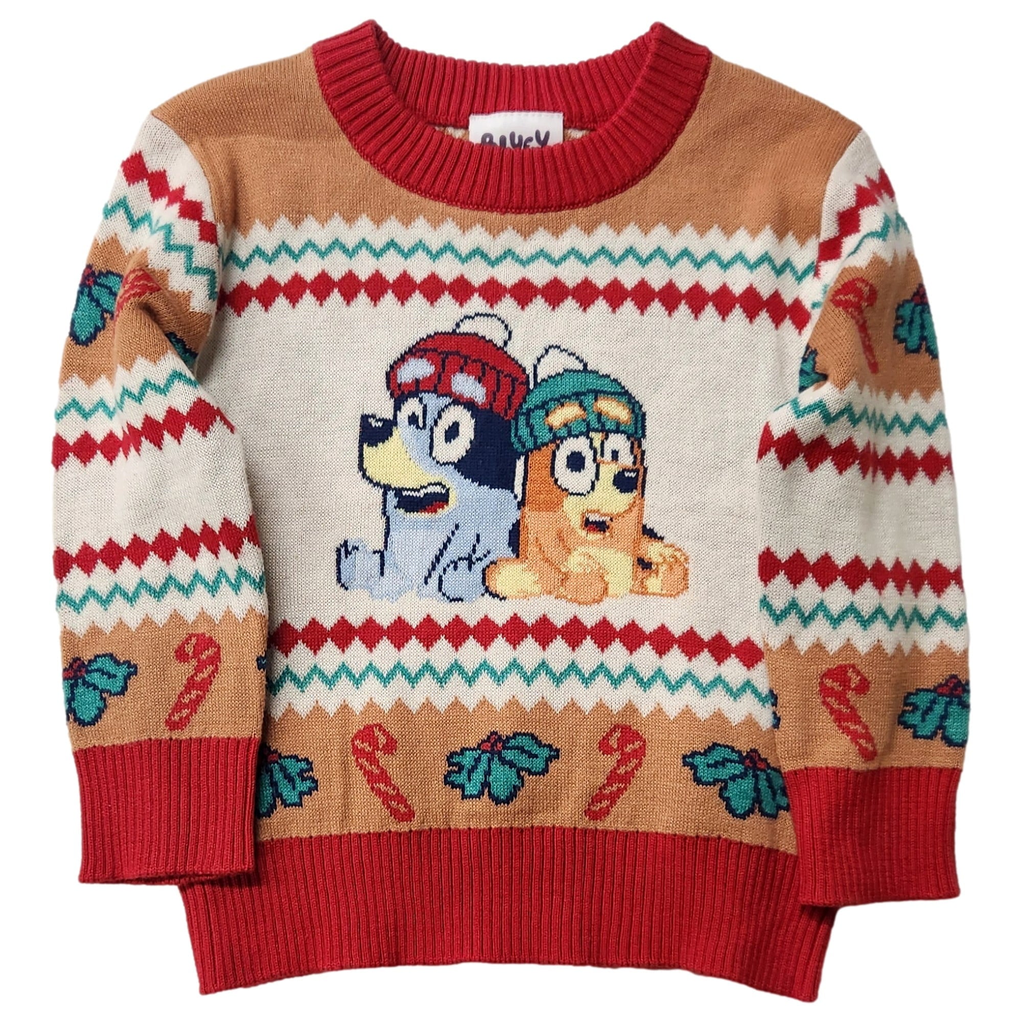 Infant & Toddler Boys Brown, Red & Green Bluey & Bingo Sweatshirt 12 Months