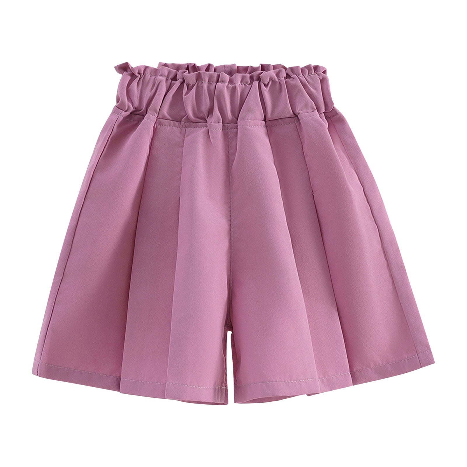 KAUOD Girls' Pull on Shorts Elastic Waistband Flowy Stretchy Short Pants Kids Toddler Summer Beach Casual Shorts