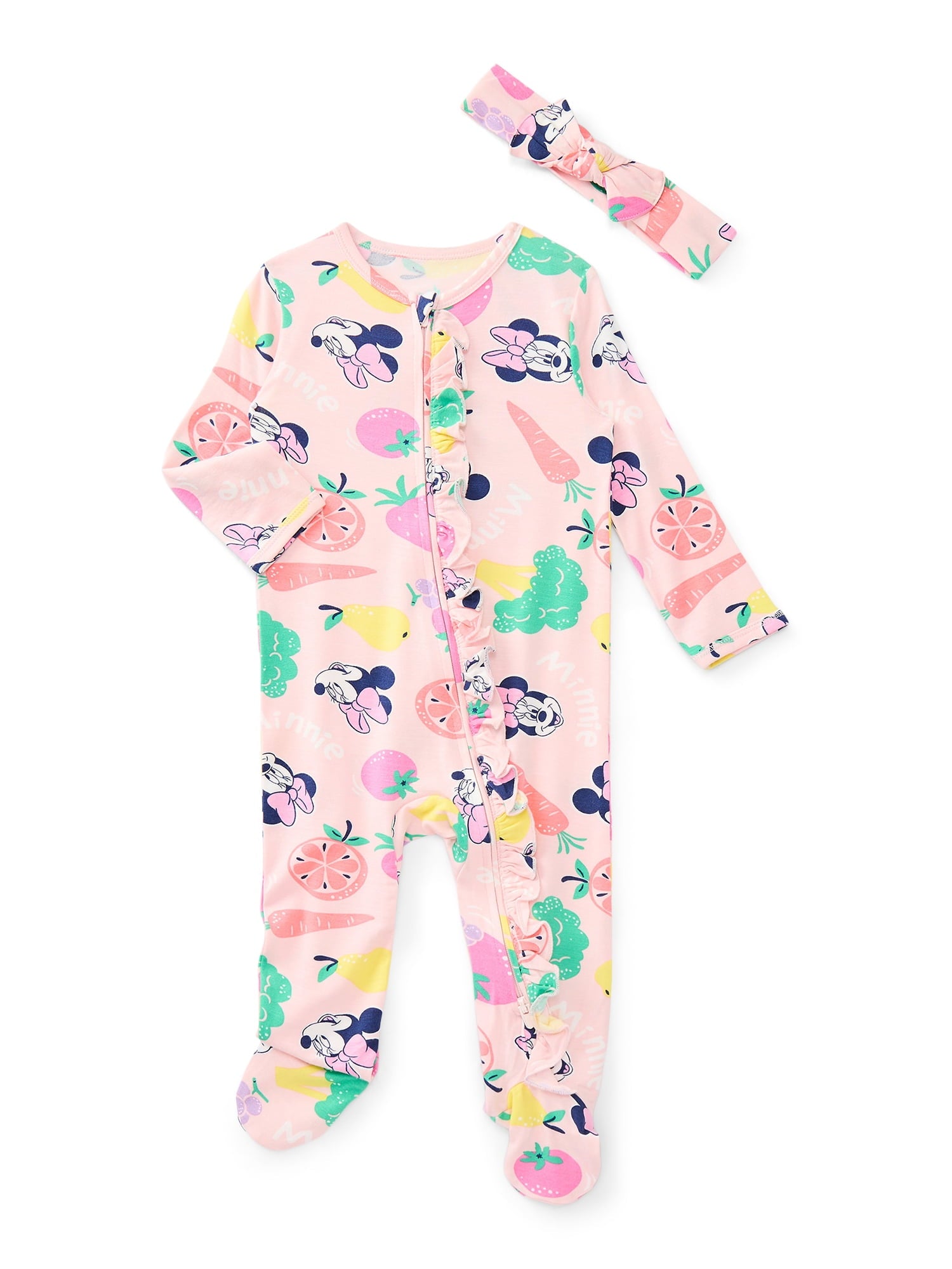Ms. Rachel Baby Viscose Sleep Footed One-Piece with Bow Headband Set, 2-Piece, Sizes 0M–6/9M