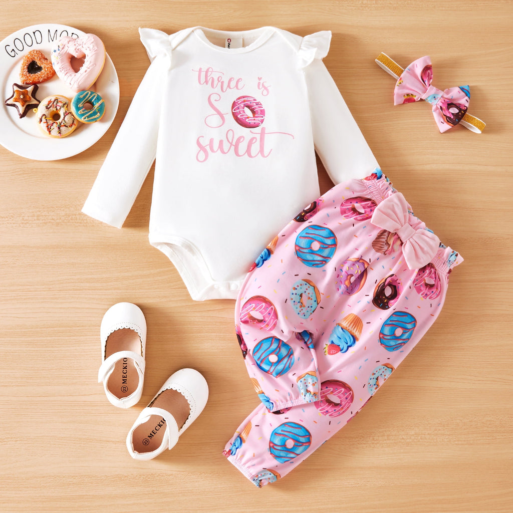 PatPat Newborn Baby Girl Clothes Long Sleeve Romper Bodysuit and Pants Outfit Set, 0-3 Months