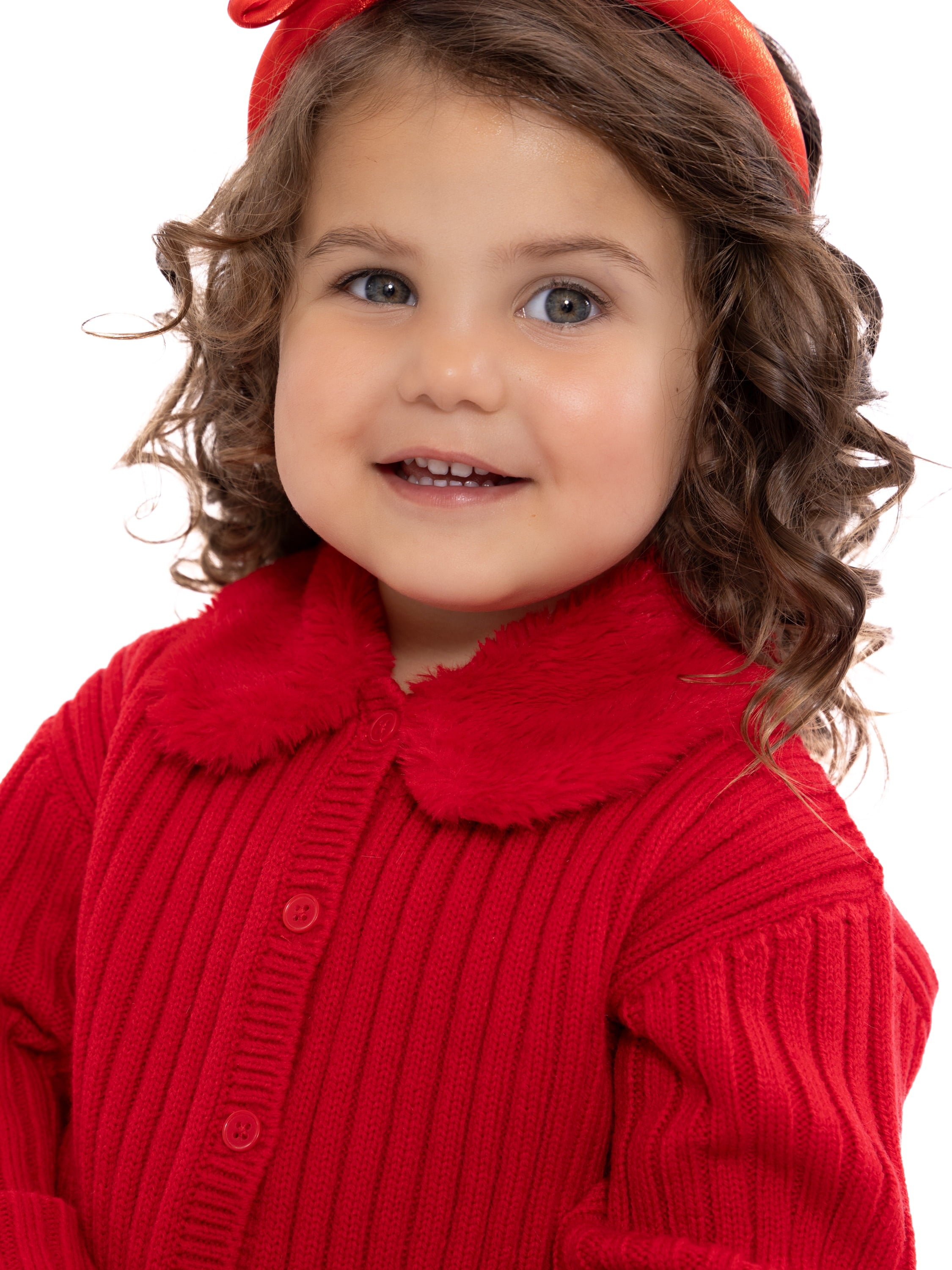 Wonder Nation Toddler Girls Cardigan Sweater with Faux Fur Collar, Lightweight, Sizes 12M-5T