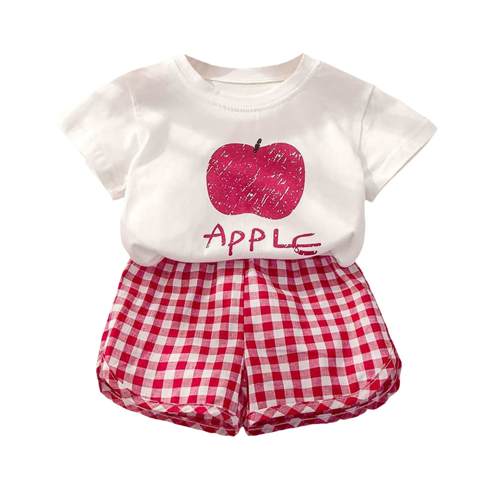 Zanarzt Summer Clothes for Toddler Girls Toddler Baby Girl Summer Clothes Daddys Girl Plaid T Shirt Top Shorts Set Outfit Pink,18-24 Months