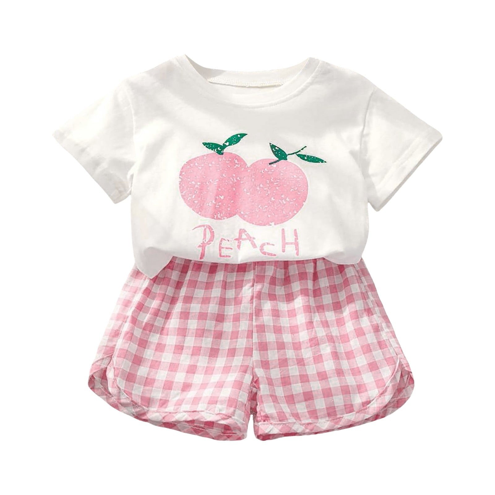 Zanarzt Summer Clothes for Toddler Girls Toddler Baby Girl Summer Clothes Daddys Girl Plaid T Shirt Top Shorts Set Outfit Pink,18-24 Months