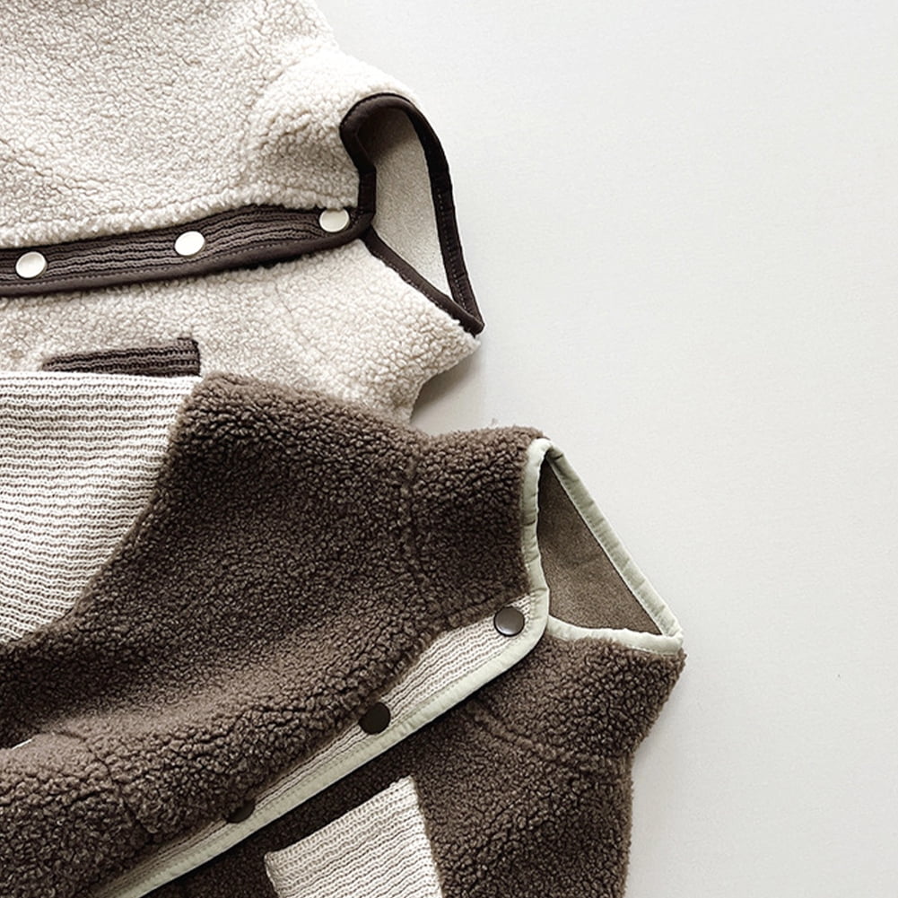 LYMAYTER Kids Unisex Fleece Jacket Girls Boys Solid Color Long Sleeve Outerwear Toddler Winter Warm Thickened Coats for 9 Months - 7 Years