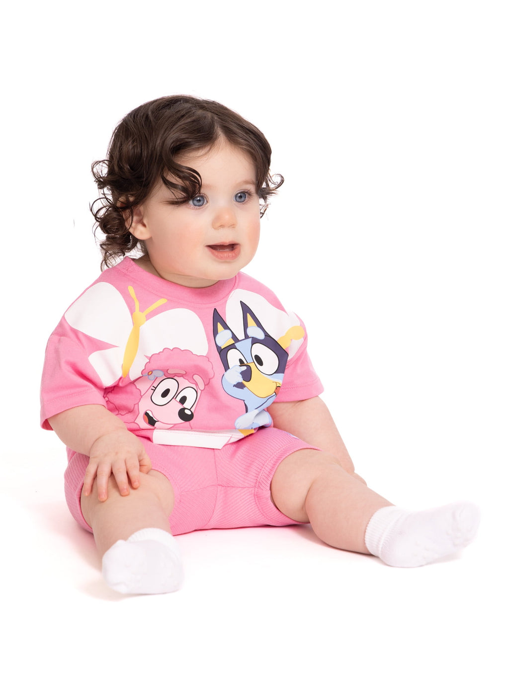 Bluey Baby Girls Graphic Tee and Shorts Set, 2-Piece, Sizes 0/3M-24M