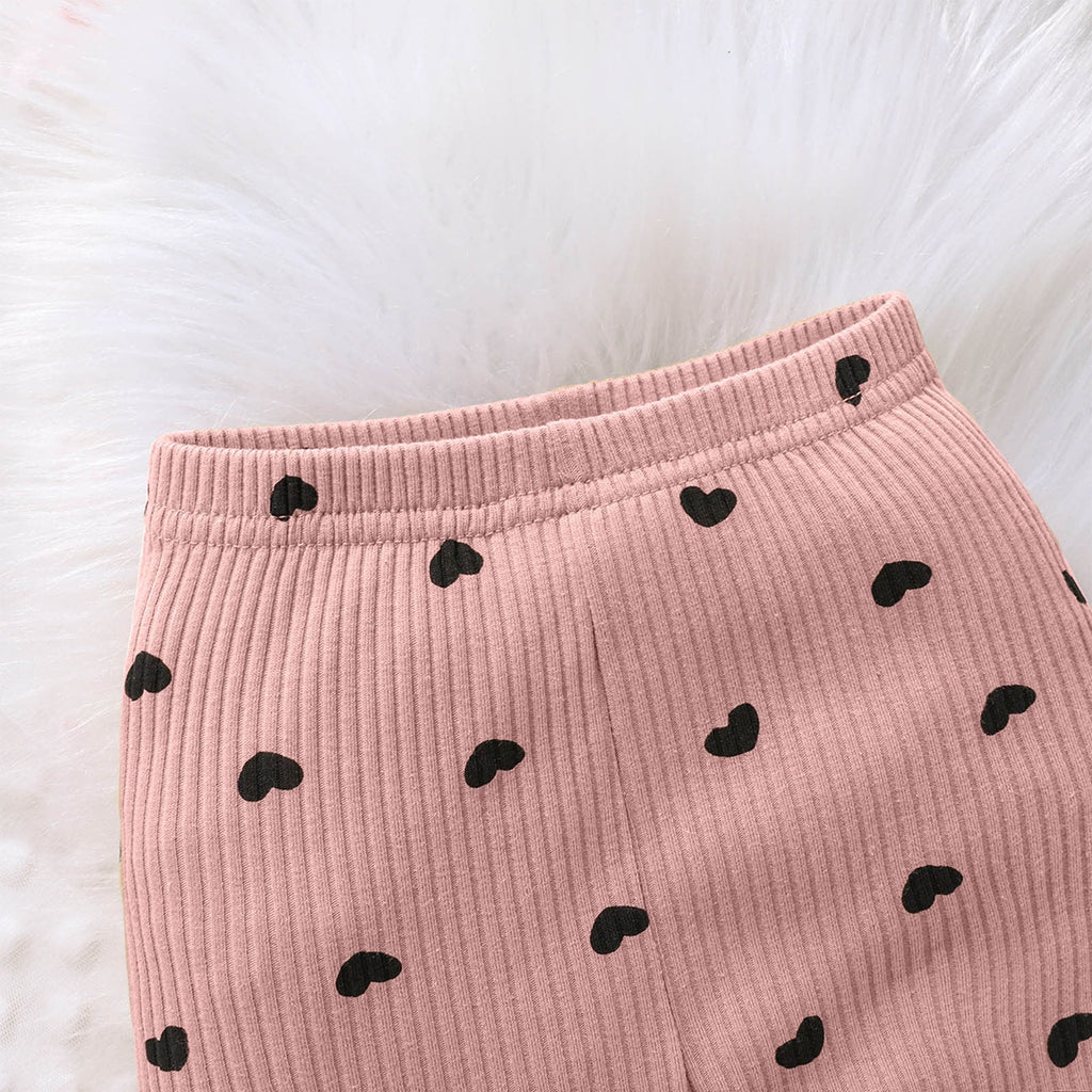 yillto Toddler Girls 2 Piece Set Crew Neck Print Long Sleeve Pullover Top Stretch Waist Straight Leg Pants Set