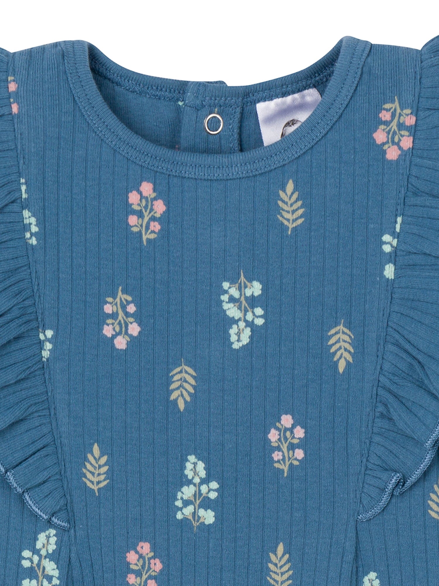 Gerber Baby Girl Long Sleeve Romper with Ruffles, Sizes Newborn - 24 Months